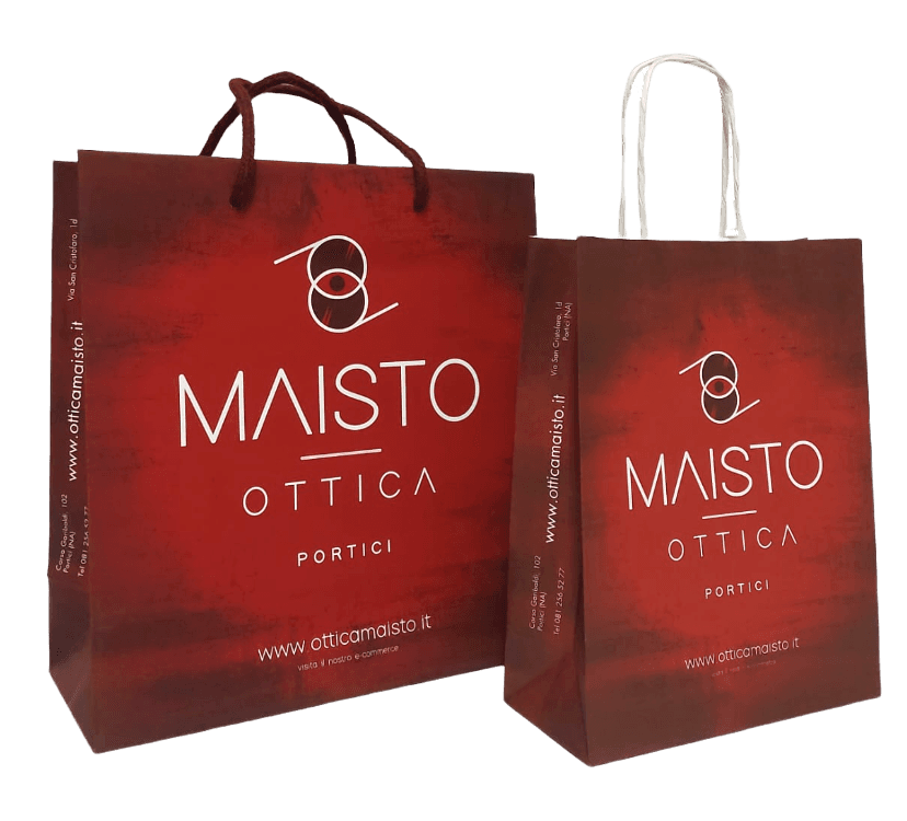 Esempio di buste di varie dimensioni, stampe, utilizzi.